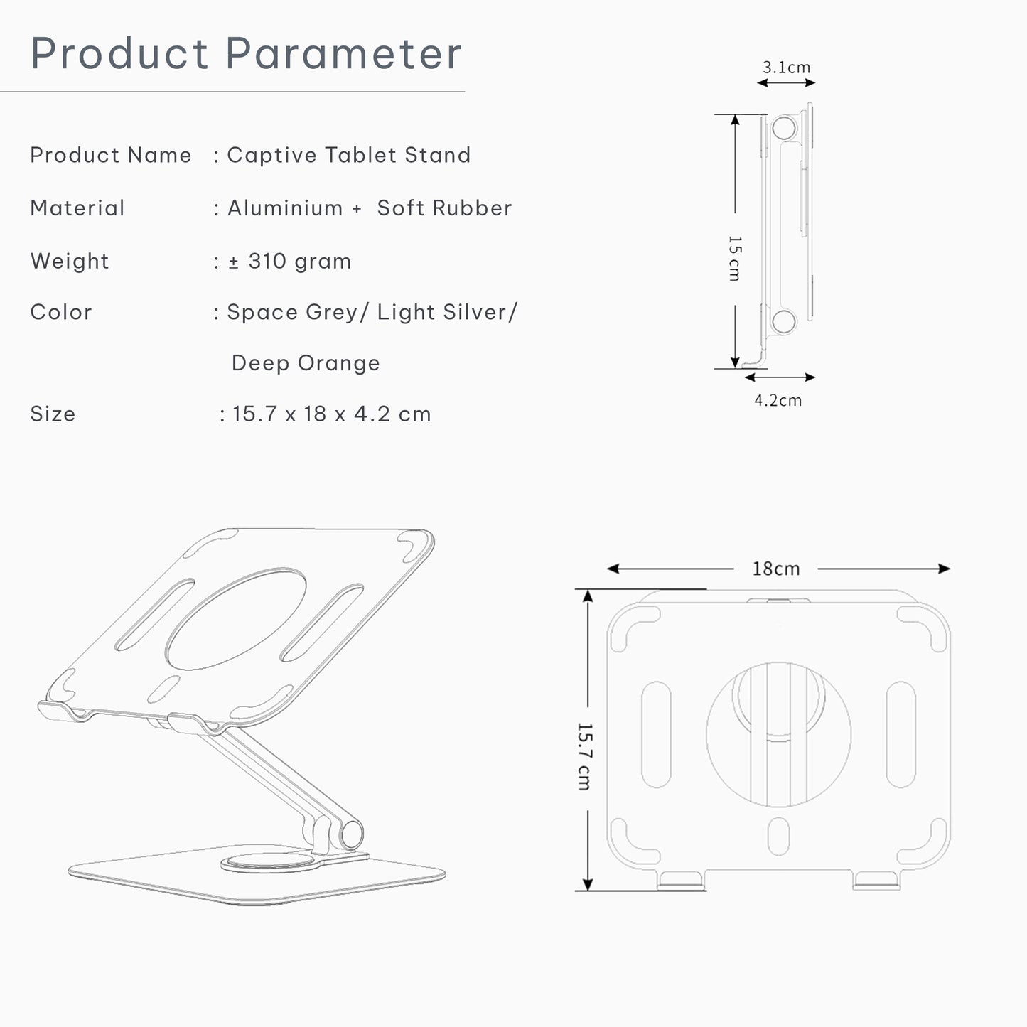 360 Captive Tablet Stand